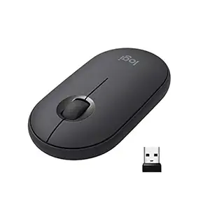 Logitech Pebble M350 Wireless Mouse with Bluetooth or USB - Silent, Slim Computer Mouse with Quiet Click for Laptop, Notebook, PC and Mac - Graphite