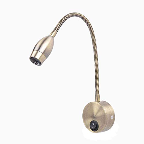 meanyee Luces de lectura de pared flexible/Lámpara de cabecera con interruptor 1 * 3Watt CREE Bronce MY-B032