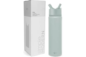 Simple Modern Botella Agua Acero Inoxidable con Pajita | Botella Térmica Aislada para Deportes Gimnasio | Summit | 650ml | Sea Glass Sage