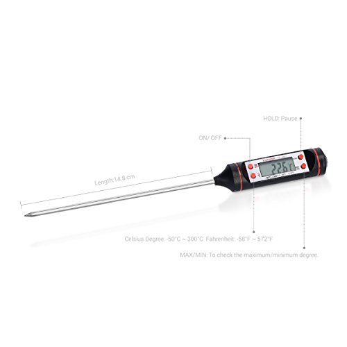 kwmobile Digitales Küchenthermometer mit Display – Einstichthermometer für Ofen Grill Badewasser mit Temperatur Anzeige zum Braten Grillen Kochen - 3