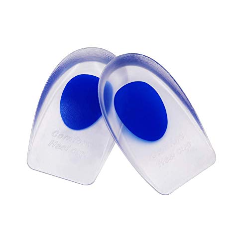 Silicone Gel Heel Cups, Medical Grade Shoe Inserts, Silica Orthotic Gel Pads Cushions Insole for Plantar Fasciitis, Bone Spurs Pain Relief, Sore Heel Pain, Achilles Pain and Foot Care (Blue, L)