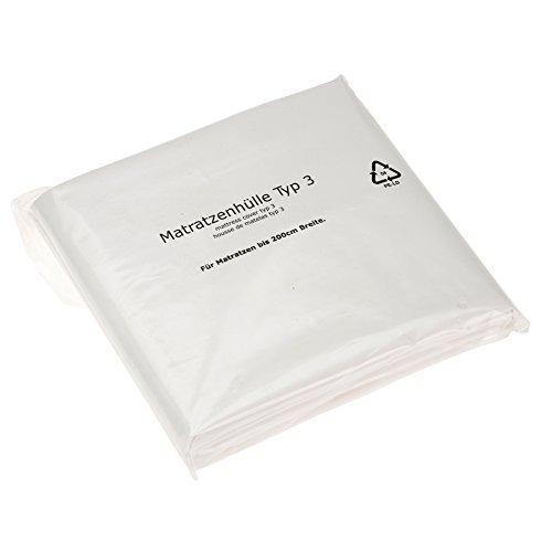 BB-Verpackungen Matratzenhülle, Typ 3 Maße: 230 x 235 cm für bis 200 cm breite Matratzen, Farbe: weiß, Stärke: 45 my, Matratzenschoner für Umzug