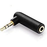 adaptare 10120 Winkel-Adapter 3,5mm Klinkenstecker (3-polig) auf Klinkenkupplung (3-polig), vergoldet, schwarz