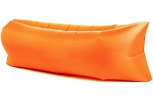 Surwin Wasserdichtes Aufblasbares Sofa,Tragbares Luft Sofa Aufblasbare, Air Lounger, Luftsofa Luftsack Für Outdoor, Strand, Reisen, Party, Camping Gadgets (200x70cm,Orange)