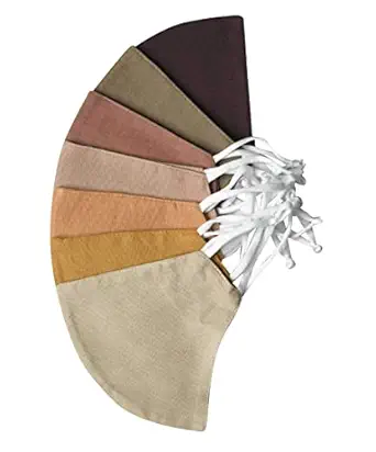 FabricPandit Cotton Linen Reusable Adjustable 3 Layered Unisex Face Masks (Brown Munde - Pack of 7)