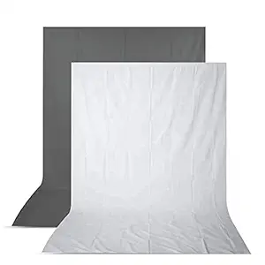 Boltove 8FTX12FT White and Grey Backdrop Background for Photography Photo Booth Backdrop for Photoshoot Background, television, video production and home decoration, weddings, parties, newborns, children, product photography,Screen Video, Curtain