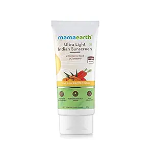 Mamaearths Ultra Light Natural Sunscreen Lotion SPF 50 PA+++ For Indian Skin, With Turmeric & Carrot Seed, 80ml