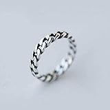 Katylen S925 Silberring Weiblich Retro Nationalen Stil Silber Geflochtene Drehung Ring Persönlichkeit Zeigefinger, 7