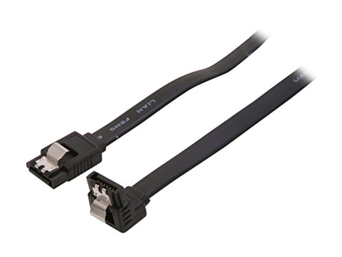 kuyia SATA 3 Kabel mit 35 cm schwarz Verschlussriegel gerade zu rechten Winkel 90 Grad | kompatibel bis zu S-ATA/600 | Serial ATA | 1,5 GBs/3GBs/6GBs (abwärtskompatibel) - 2