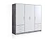 Produktbild moebel-eins JAMI Kleiderschrank 4-TRG. mit 6 Schubkästen, Material Dekorspanplatte, betonfarbig/Weiss