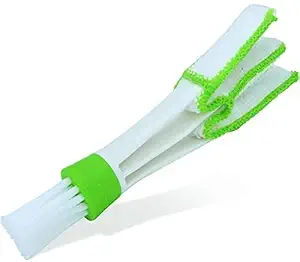 IZ LeZoir 1PC Multipurpose Double Sided Bush, Microfiber Car Cleaning Brush for Air-Condition Cleaning, Computer Clean Tools,Blinds Duster, Car Care, Green and White Color