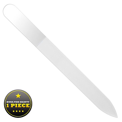 Bona Fide Beauty Crystal Nail File - 1 Piece Mirror Czech Glass Nail File with case - Best Glass Nail File for Nail Care - Great Glass Fingernail File for Fingernail Strengthener - File Nails Gently