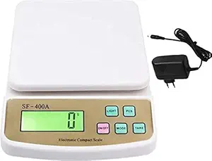 Satnam Enterprise Electronic Kitchen Digital Weighing Scale with Tare Function (10 Kg-SF 400A) - White