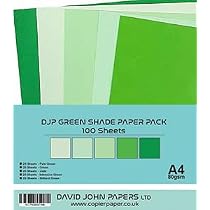DJP 80GM Green Shade Tint Paper Pack - 5 Colours,100 Sheets - 20