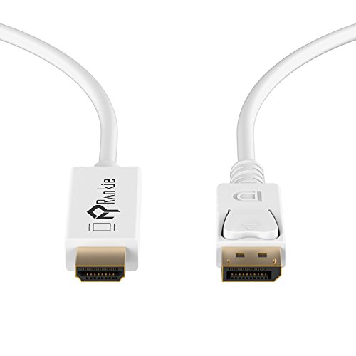 Displayport auf HDMI Kabel, Rankie 1.8m Vergoldet DisplayPort DP zu HDMI Kabel HDTV Cable (Weiß) – R1102B - 3