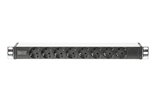 DIGITUS Professional Aluminium Steckdosenleiste, 1HE, 483 mm (19″) Schrank Montage, 16A, 250VAC 50/60Hz, 8x Schutzkontaktsteckdose, 1.8 m Zuleitung Schutzkontaktstecker - 2