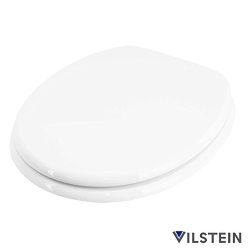 VILSTEIN© WC-Sitz und Toilettendeckel mit Absenkautomatik, Antibakteriell, Stabile Metall-Scharniere verchromt und rostfrei, hochwertige und stabile Qualität aus MDF Holz, WC Deckel, Weiß - 2