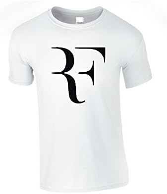 Roger Federer inspired T shirt Top Tee RF Tennis Sports Unisex White Black Grey (Medium, White)