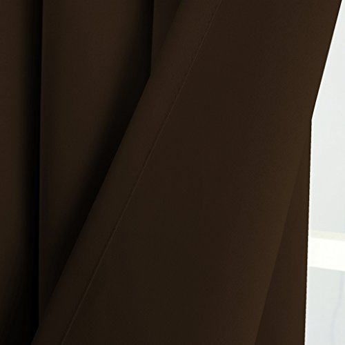 H.Versailtex Bedroom Solid Thermal Supersoft Blackout Curtains with Two FREE Tiebacks - Brown, 66