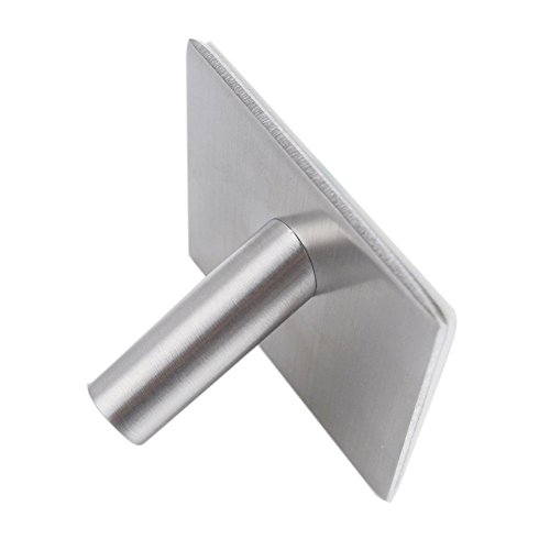 btsky ™ Selbstklebender Haken aus gebürstetem 304er Edelstahl, 3M-Klebestreifen, fürs Badezimmer/WC, für Schränke, Bademantelhaken, Handtuchhaken, 4 Stück - 5