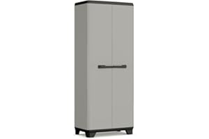 Keter | Armoire Haute Planet - Plastique recyclé, Gris/Noir, Cabinets, 680x390x1730 mm