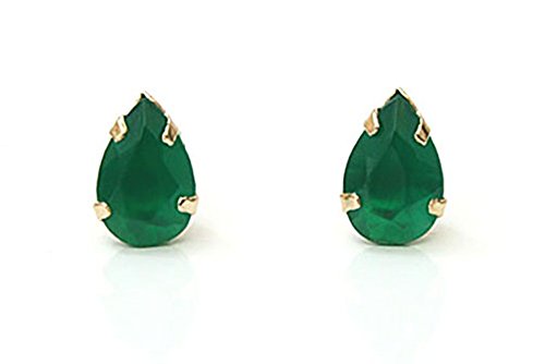 9ct Gold Green Agate Teardrop Stud earrings