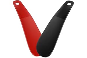 Devenirriche Shoe Horn, 2PCS Plastic Shoe Horn Comfort Grip Short Shoe Horns Durable Lazy Shoe Helper for Men Women Kids Disabled Elderly (Red, Black)