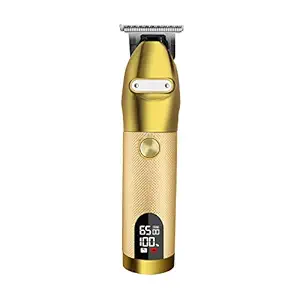 Rechargeable Hair Trimmer Portable Shaver Pro Gold Skeleton Stainless Steel All Metal Housing Outlining Cordless T-blade Hair Clipper Trimmer Shaving for Men Kids Baby Stylists Barber