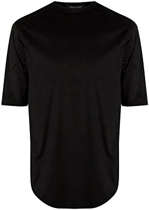 Dead Legacy DL069 Suede Oversized Mens Black Crew Neck Drop Shoulder T-Shirt XL