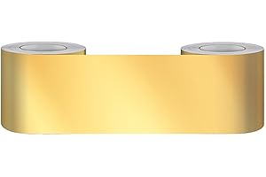 VisitRyl Bordure De Papier Peint Frise Murale Adhesive Bordure Papier Peint Frise Autocollante Pour Cuisine, Salle De Bains, Plafond, Salon, Chambre DéCoration Murale Miroir D'Or 15cm X 500cm