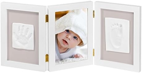 NIMAXI Baby Hand and Footprint picture frame kit, Size 35x15cm, Color White, The Perfect New Born Baby Gift