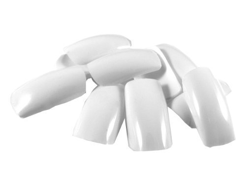 100 x False medium length Full Coverage or French half tips false nails & glue, 10 different sizes (10 of each size) posted from London by Fat-Catz-copy-catz (white full nails)