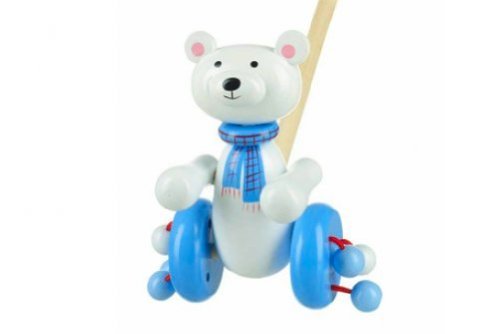 Wooden Polar Bear Push a long Toy for Toddlers
