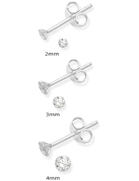 Ohrstecker-Set 3 Stück Sterling-Silber 925 Zirkonia rund Größen: 2 mm, 3 mm und 4 mm. Geschenkbox. 5768SET