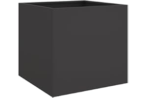 vidaXL Jardinière, Bac à Fleurs, Pot de Plantes, Boîte à Fleurs, Jardinière Surélevée de Jardin Patio Terrasse, Noir 42x40x39 cm Acier
