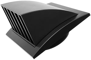 Vent Systems Black Ø100 mm / 4" Inch Exhaust Vent Cover - Dryer Vent Hood - Louvered Dryer Cover - Vent Hood Cap - One-Direction Plastic Air Supply Grille - Non Return Valve - Outlet Cowl Air Vent