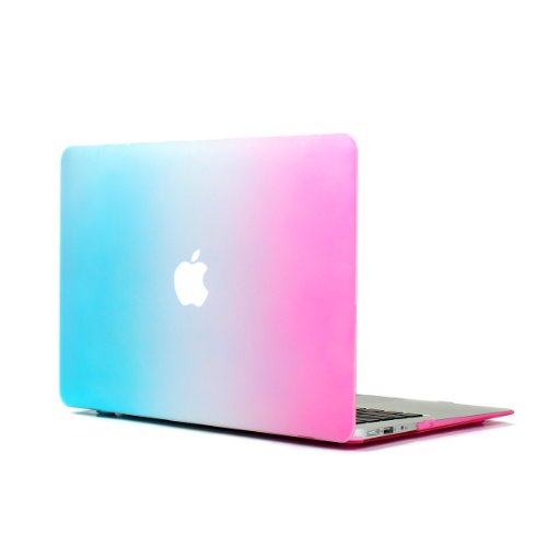 i-Buy Matte Gummierte Harte Schutzhülle Hülle für Apple Macbook Air 13.3 Zoll + Schutzfolie + Silikon Tastaturschutz + Anti-Staub-Stecker – Regenbogen - 3