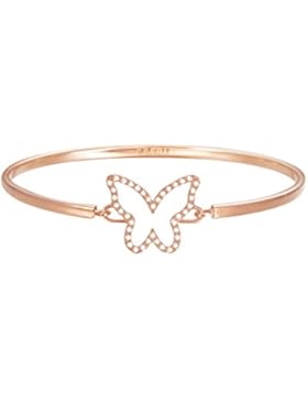 ESPRIT Damen-Armreif JW50219 Schmetterling rhodiniert Glas weiß 24 cm