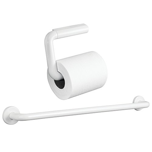 InterDesign 67001EU Wandmontierter Toilettenrollenhalter, weiß - 4