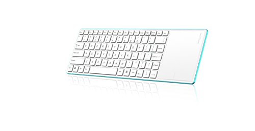 Rapoo E6700 Bluetooth Touchpad Tastatur (Aluminiumgehäuse, deutsches Layout) weiß-blau - 3