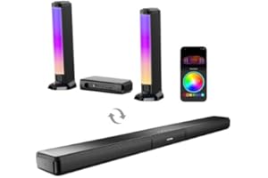 ULTIMEA Soundbar 5.0ch do telewizorów, Sound Bar z oświetleniem RGB do kina domowego, dzielony soundbar PC ze sterowaniem za pomocą aplikacji, system dźwiękowy z regulowanym EQ, Bluetooth 5.3