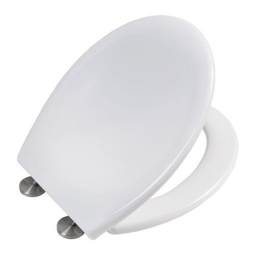 Siège de toilette avec soft close et fonction de déverrouillage rapide fabriqué en thermodurcissable (résine UF) | blanc | protection antibactérienne | abattant wc | numéro de modèle 2004