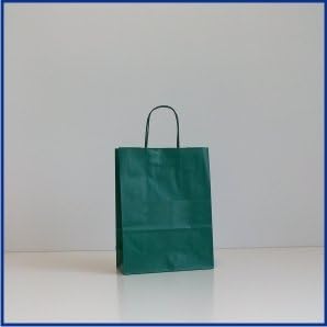 dalbags – Pack of 25 Dark Green TWIST HANDLE PAPER BAGS SHOPPER 46 + 16 x 49 cm – format