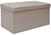 Produktbild dunedesign Faltbare Sitzbank 76x38x38cm Sitztruhe inkl Trennwand 80L Polsterbank Fußbank Ottomane Leinen-Optik Beige