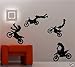 Online Design 4 X Motocross Bike Wall Art Stickers Kids Bedroom Decal - Black