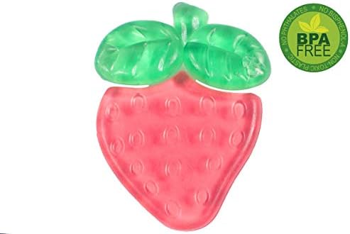 Ole Baby® BPA Free Tooth Gel Silicone Strawberry Soothers Food Nibbler/Feeder/Silicon Dental Care Teether or Fruit Teether/Sterilized Water Filled Teether Age 6-12 Months