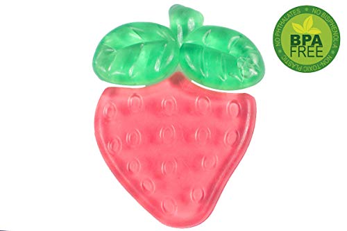 Ole Baby® BPA Free Tooth Gel Silicone Strawberry Soothers Food Nibbler/Feeder/Silicon Dental Care Teether or Fruit Teether/Sterilized Water Filled Teether Age 6-12 Months