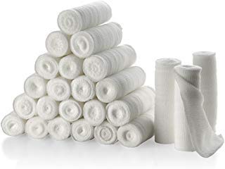 MEDca Rouleaux de Bandes de Gaze - Paquet de 24, Rouleaux de 10 cm x 3.6 m, Pansements de Gaze Élastique Tout Type de Blessures et Premiers Secours
