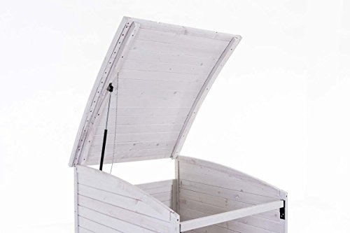 CLP Mülltonnenbox Holz 240 Liter, 1 Tonne, aufklappbares Dach, Tür mit Verschluss Mülltonnenbox MX240, weiß - 2