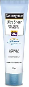 Neutrogena Ultra sheer Sunscreen, SPF 50+, Ultra light, for oily and dry skin, 30ml